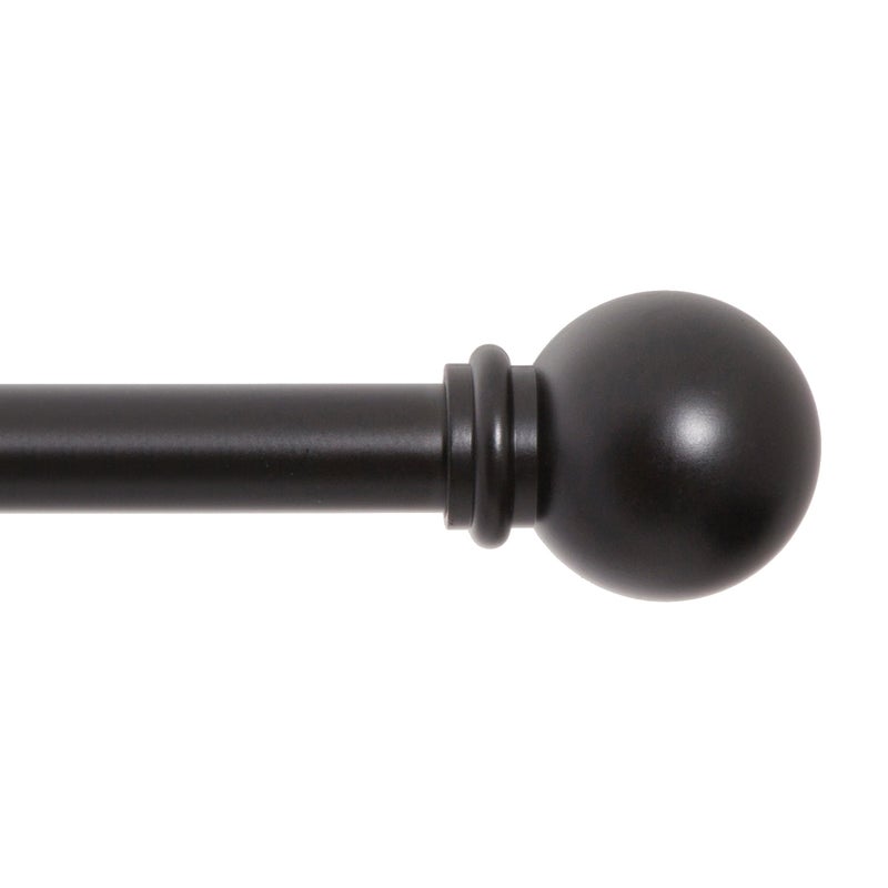 Kenney Chelsea Ball End Window Curtain Rod - Adjustable 28 to 48 Inches, Extendable Set, Black