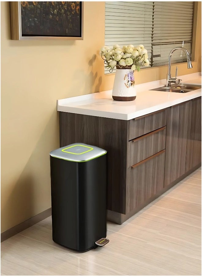 EKO REGENT SERIES | Premium Brushed Stainless Steel | Soft-Closing Fingerprint-Resistant Pedal Trash Bin | 20 Liters Compact Capacity | Hands-Free Operation | Sleek, Space-Saving Design | Charcoal Black Finish  - Image 2
