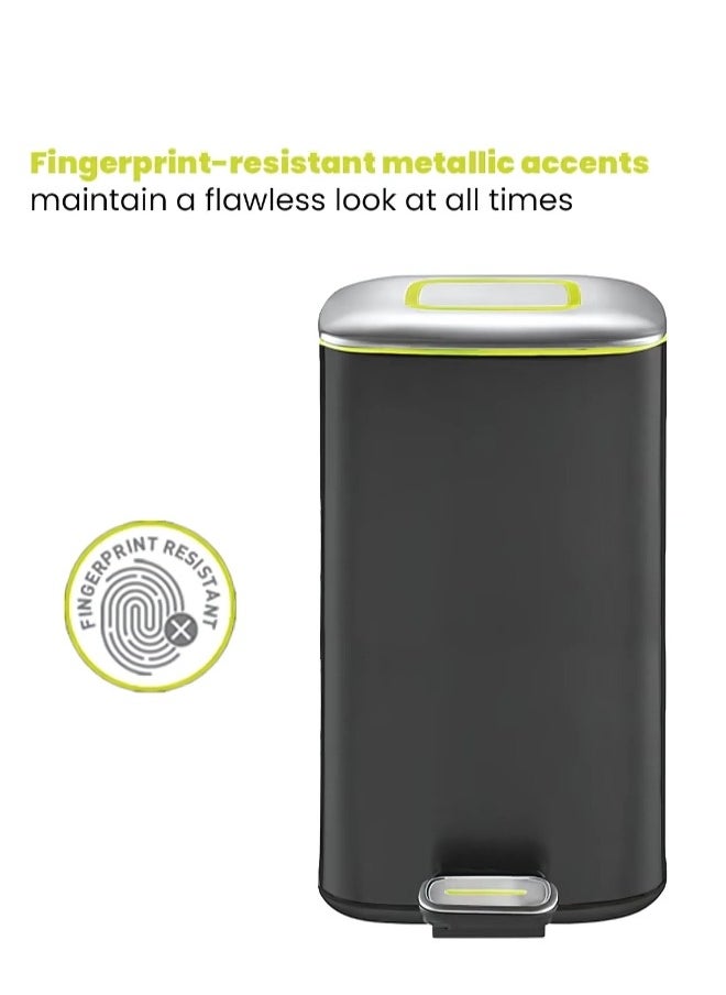 EKO REGENT SERIES | Premium Brushed Stainless Steel | Soft-Closing Fingerprint-Resistant Pedal Trash Bin | 20 Liters Compact Capacity | Hands-Free Operation | Sleek, Space-Saving Design | Charcoal Black Finish  - Image 3