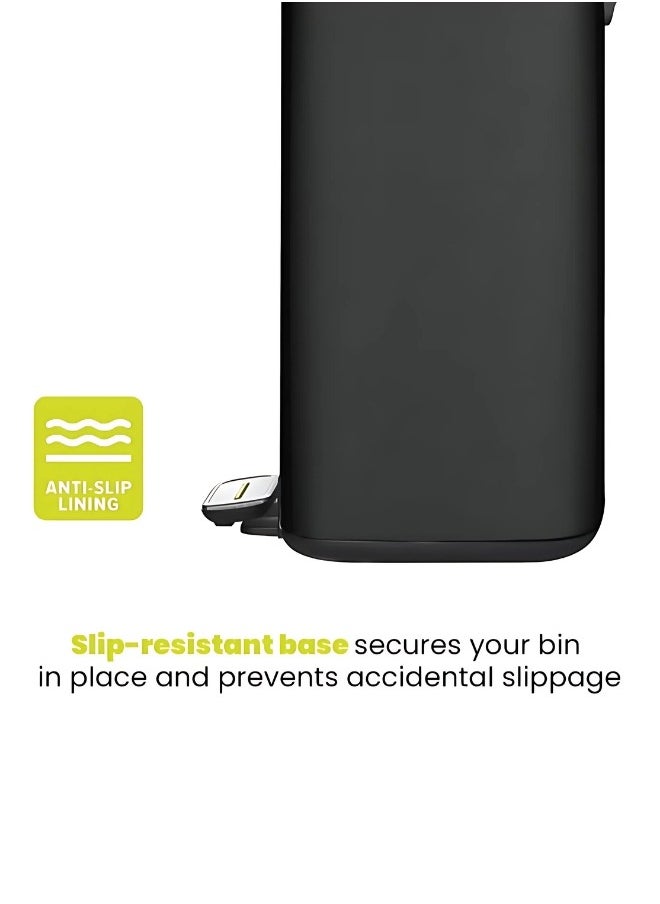 EKO REGENT SERIES | Premium Brushed Stainless Steel | Soft-Closing Fingerprint-Resistant Pedal Trash Bin | 20 Liters Compact Capacity | Hands-Free Operation | Sleek, Space-Saving Design | Charcoal Black Finish  - Image 4