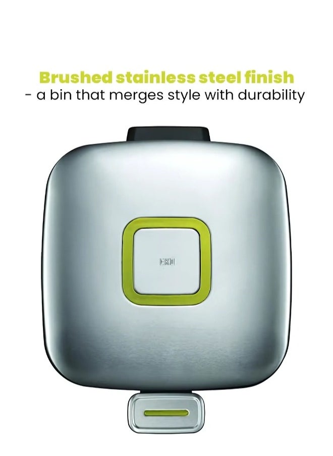 EKO REGENT SERIES | Premium Brushed Stainless Steel | Soft-Closing Fingerprint-Resistant Pedal Trash Bin | 20 Liters Compact Capacity | Hands-Free Operation | Sleek, Space-Saving Design | Charcoal Black Finish  - Image 5