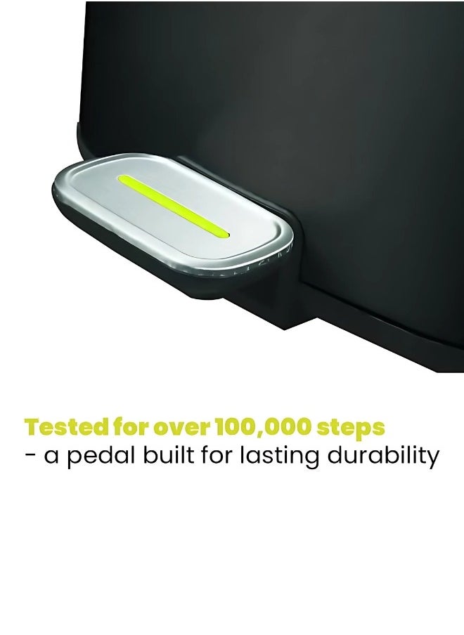 REGENT SERIES | Premium Brushed Stainless Steel | Soft-Closing Fingerprint-Resistant Pedal Trash Bin | 20 Liters Compact Capacity | Hands-Free Operation | Sleek, Space-Saving Design | Charcoal Black Finish