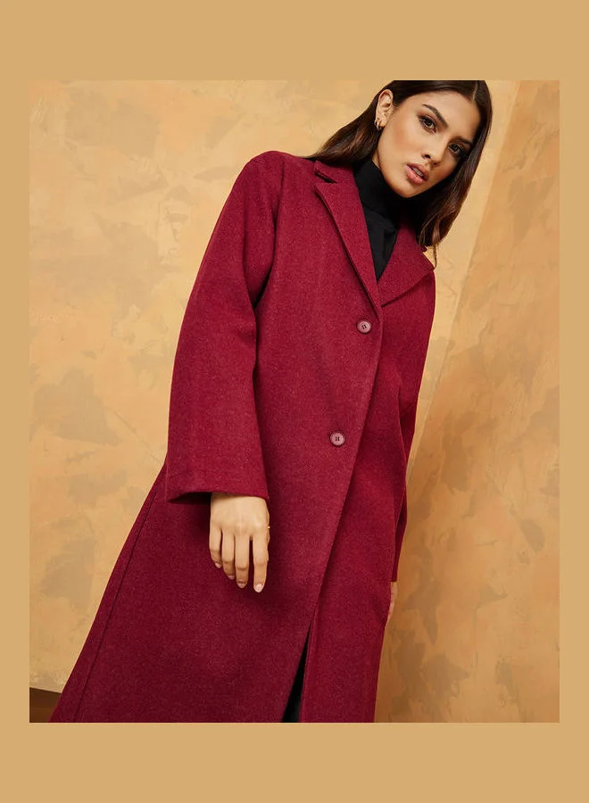 Styli Oversized Double Breasted Wool Like Midi Length Jacket