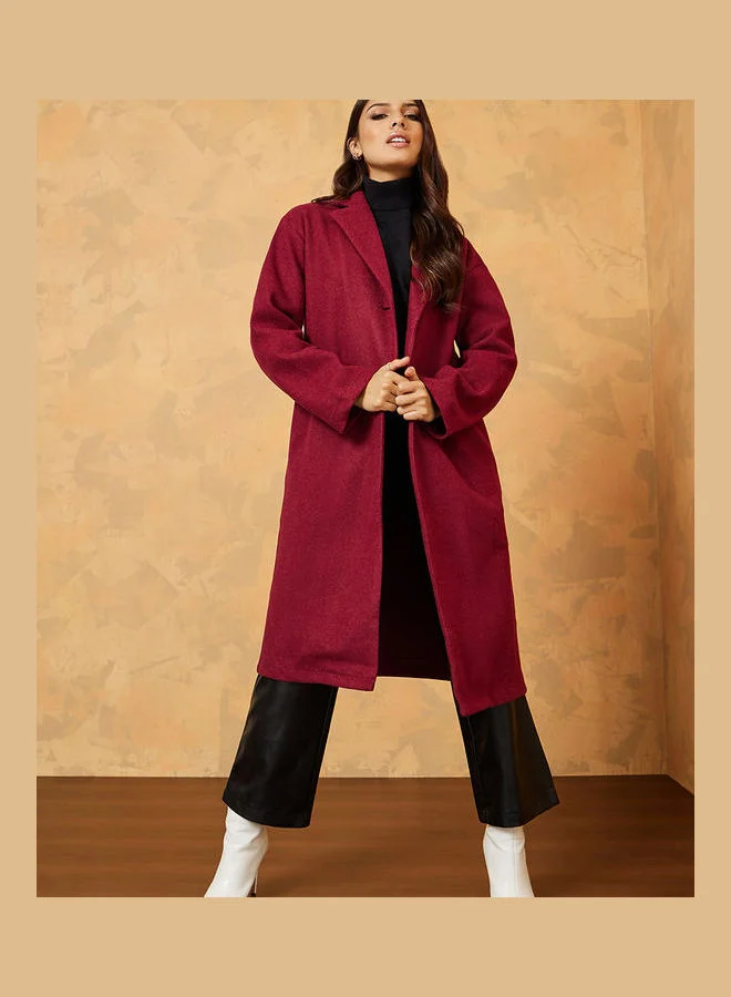 Styli Oversized Double Breasted Wool Like Midi Length Jacket