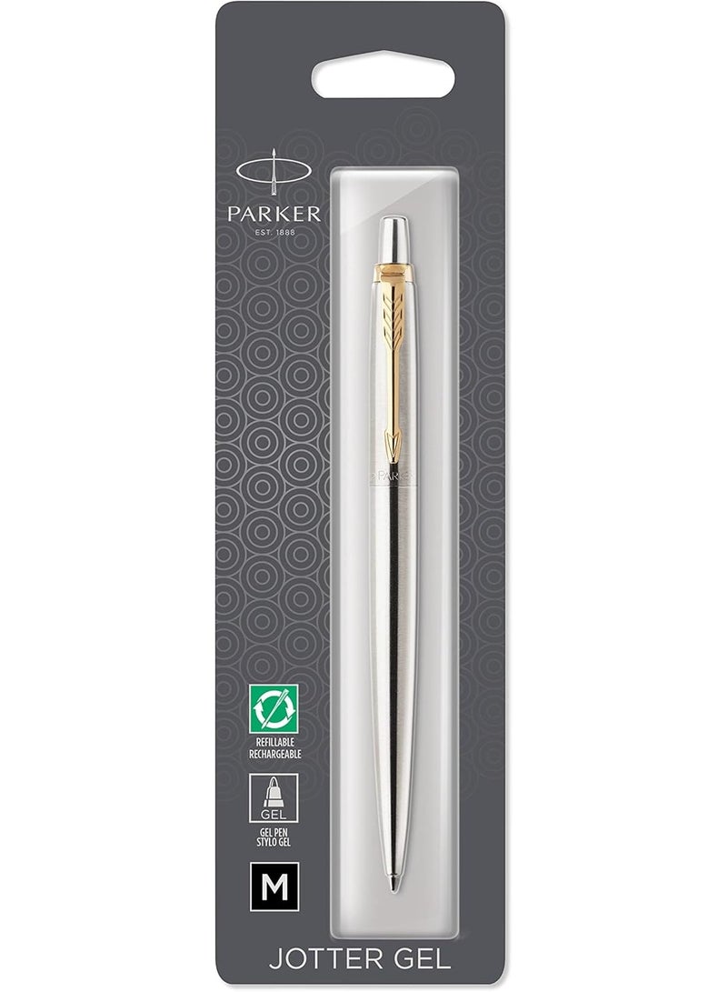 Parker Jotter Executive Pen Stainless Steel With Gold Trim Blister Card | Blue Ink Color, Medium, Ballpoint - Image 3