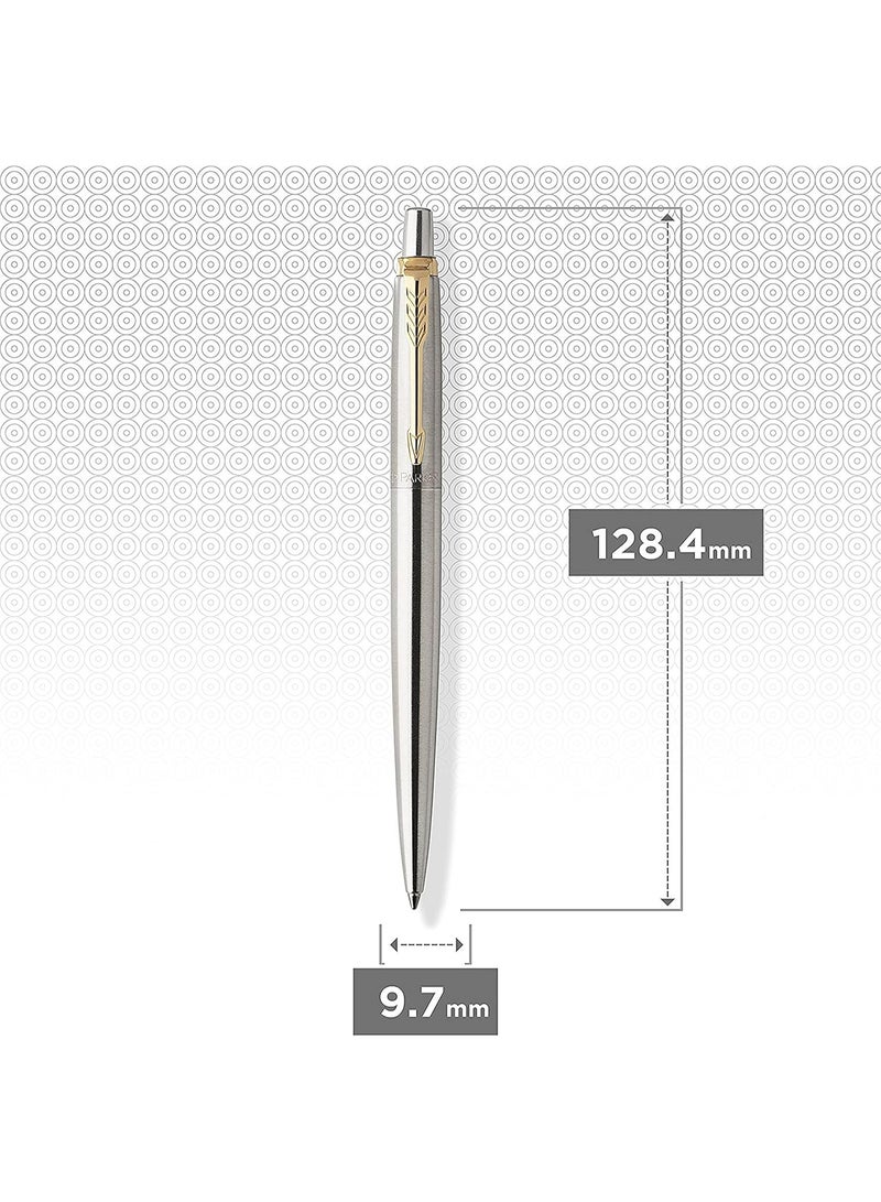 Parker Jotter Executive Pen Stainless Steel With Gold Trim Blister Card | Blue Ink Color, Medium, Ballpoint - Image 4