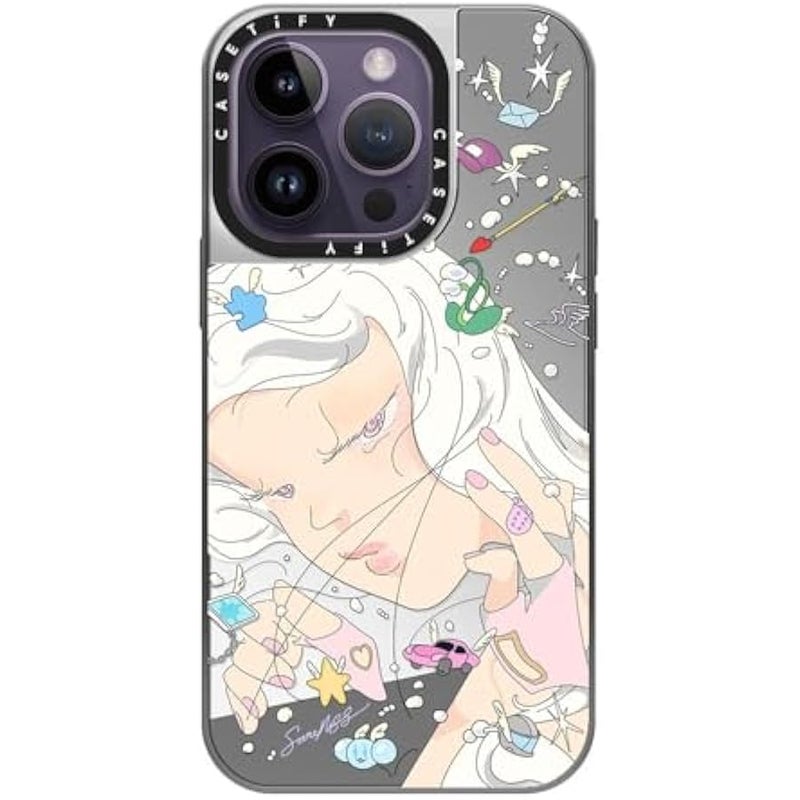 Casetify Mirror Case for iPhone 14 Pro Compatible with Magsafe - Dancing by SAITEMISS - Silver on Silver - Image 2