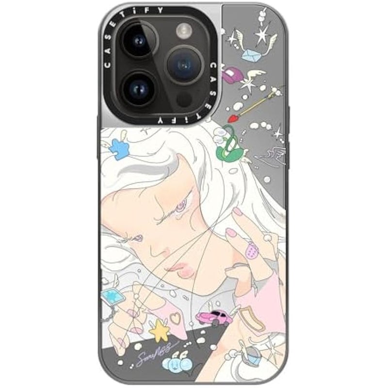 Casetify Mirror Case for iPhone 14 Pro Compatible with Magsafe - Dancing by SAITEMISS - Silver on Silver - Image 3