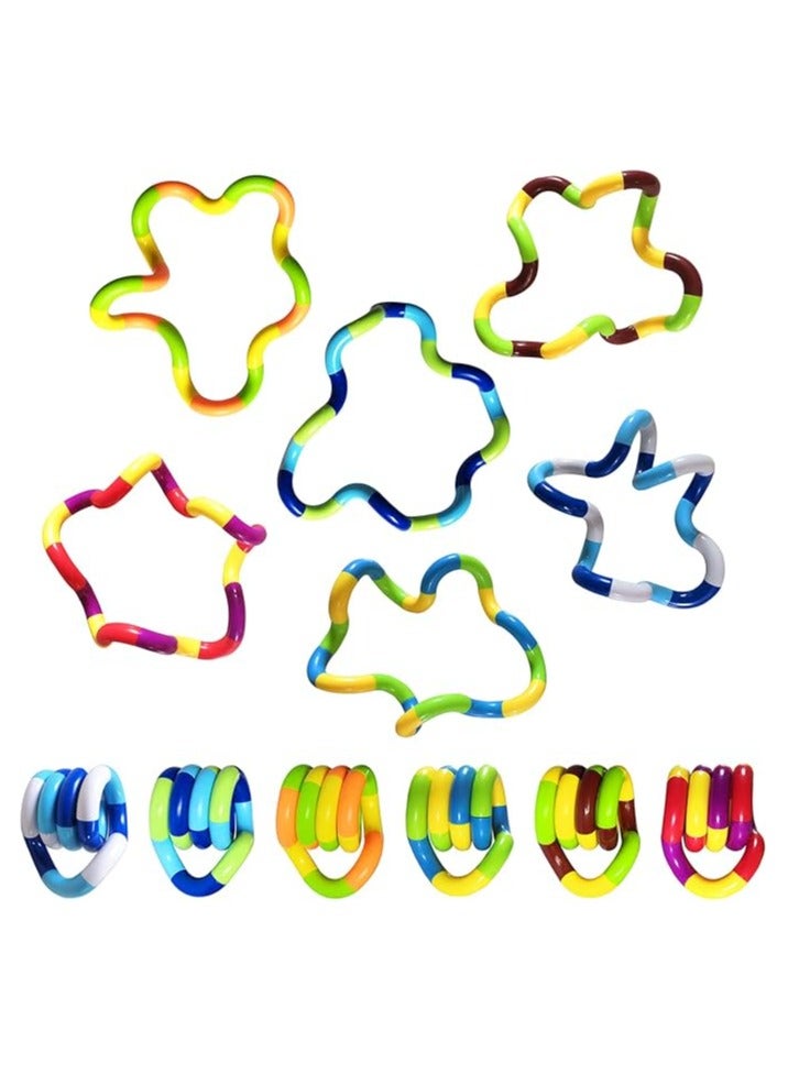 Tangles Fidget Toys,6PCS Twisty Fidget Brain Imagine Tools,Magic Fidget Toys, Sensory Toys,Combine into New Shapes,Stress Relief and Anti-Anxiety Sensory Fidget Toy,Brain Imagine Sensory Toys (6PCS)