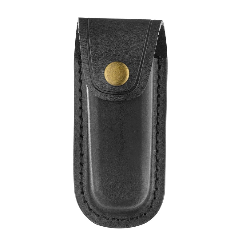 OLULU Leather Knife Sheath, 4" Black Pocket Knife Sheath, Folding Knife Case, Knife Holder for Belt, Multitool Pouch for Hunting, Fishing, Everyday Carry - Image 1