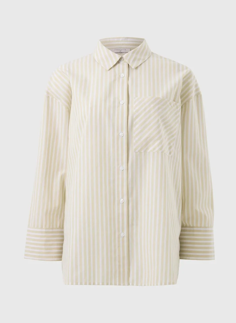 Matalan Beige Stone Poplin Stripe Shirt for Women | Best Price UAE