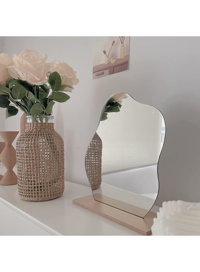 TPGP Frameless Acrylic Makeup Mirror - Irregular Shape with Wooden Base for Bedroom, Living Room and Minimal Spaces  - Image 5