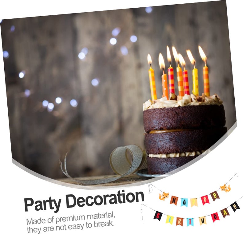 Creative Fox Design Birthday Banner Non Woven Bunting Reusable Party Decorations - Image 5