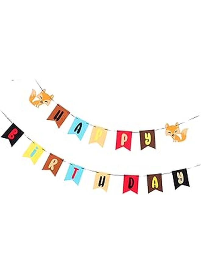 Creative Fox Design Birthday Banner Non Woven Bunting Reusable Party Decorations - Image 1