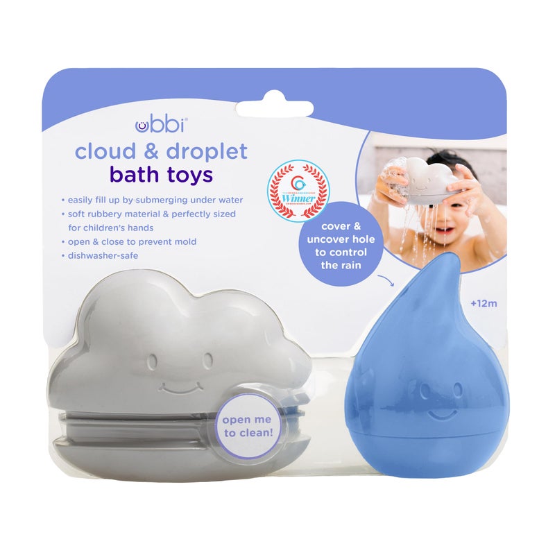 Ubbi Muted Color Cloud and Droplet Silicone Bath Squeeze Toys for Toddlers and Baby, Fun Interactive Bath Time Accessory, Set of 2 - Image 3