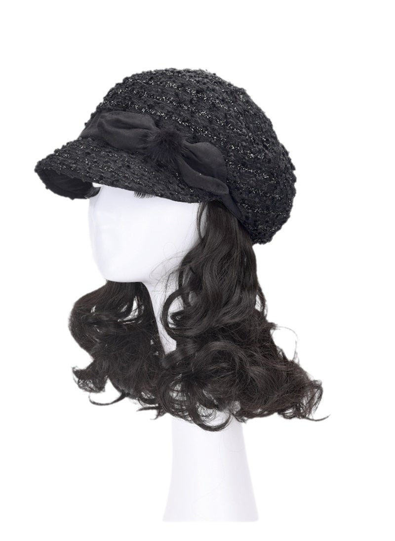 Wig hat integrated fisherman hat lazy short curly wig high temperature wire cosplay wig costumes dress up wig  - Image 1