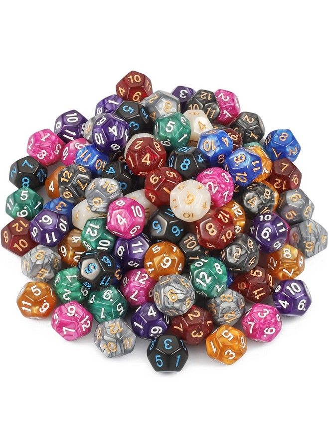 CiaraQ Dnd Polyhedral Dice (100Pcs) With A Dice Bag Compatible With Dungeons And Dragons Dnd Rpg Mtg Role Playing Table Games (10 Colors D12 Dice) - Image 1