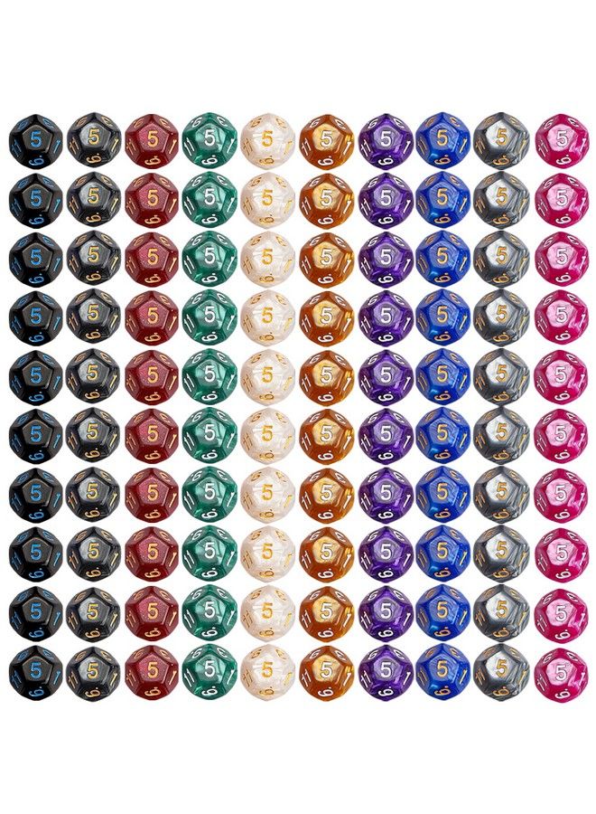 CiaraQ Dnd Polyhedral Dice (100Pcs) With A Dice Bag Compatible With Dungeons And Dragons Dnd Rpg Mtg Role Playing Table Games (10 Colors D12 Dice) - Image 3