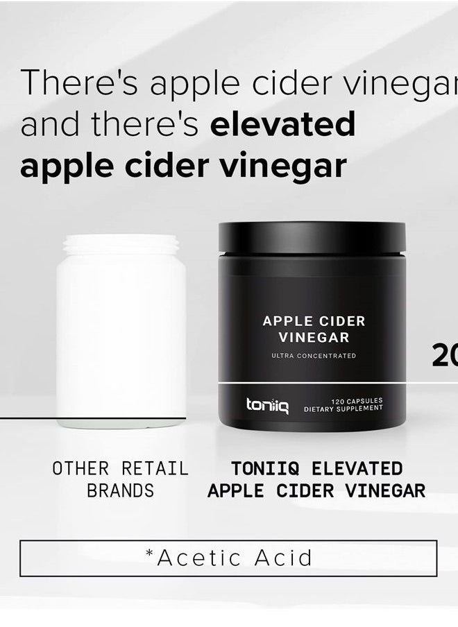 Toniiq - 12x Potent Ultra High Strength Non-GMO Apple Cider Vinegar Capsules with Mother - 2,010mg Formula Pills with Cayenne Pepper - 20% Acetic Acid - 120 Capsules - Image 1