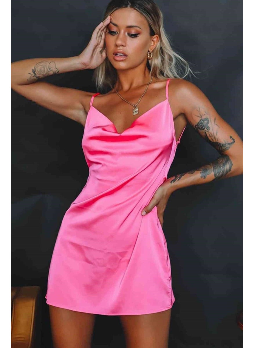 BYR - Satin Slit Short Nightgown Pink - Image 1