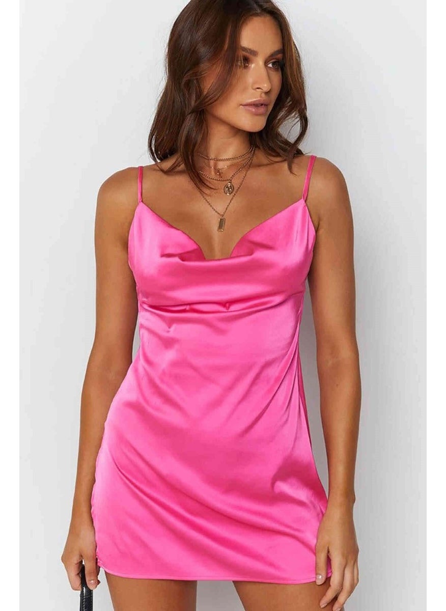 BYR - Satin Slit Short Nightgown Pink - Image 1