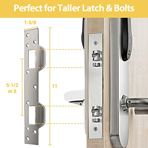 HELEMAN Door Strike Plate Reinforcement Plate - Front Door Security Devices Metal Striker Plates Door Latch Plate with 5-1/2 inch to 6 inch Hole for Exterior Interior Door Deadbolt Fix Door Frame Door Jamb - Image 2