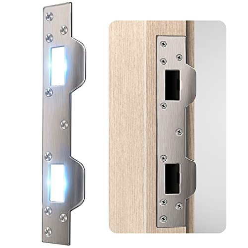 HELEMAN Door Strike Plate Reinforcement Plate - Front Door Security Devices Metal Striker Plates Door Latch Plate with 5-1/2 inch to 6 inch Hole for Exterior Interior Door Deadbolt Fix Door Frame Door Jamb - Image 1