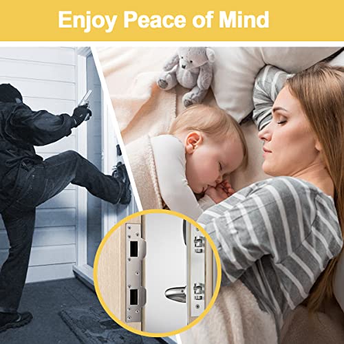HELEMAN Door Strike Plate Reinforcement Plate - Front Door Security Devices Metal Striker Plates Door Latch Plate with 5-1/2 inch to 6 inch Hole for Exterior Interior Door Deadbolt Fix Door Frame Door Jamb - Image 5