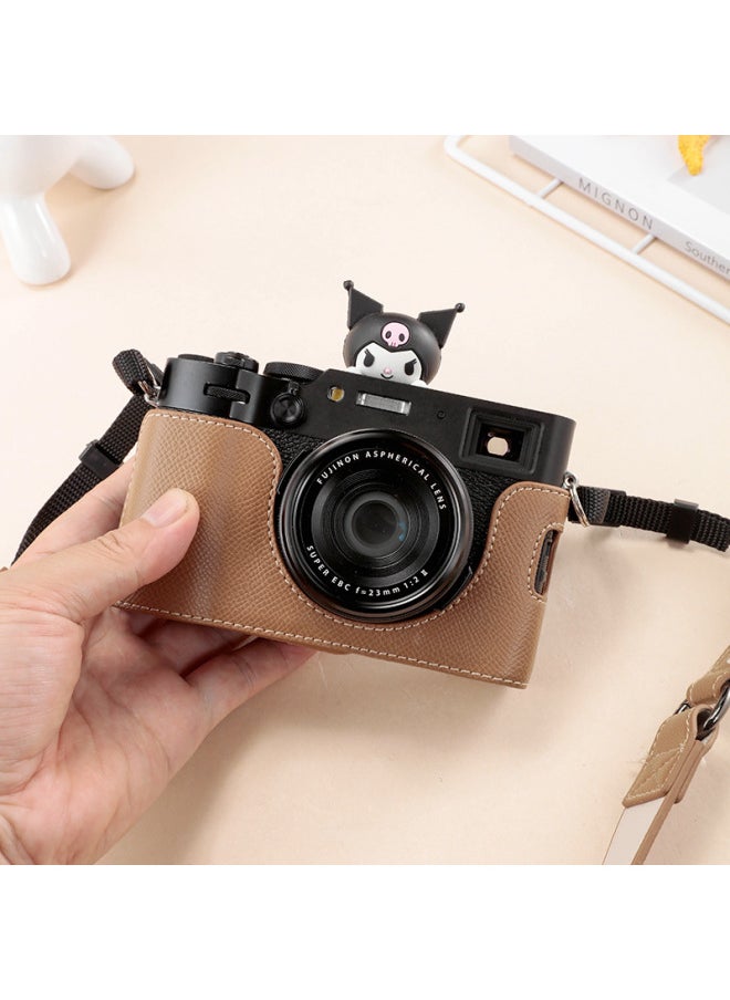 Generic Fuji X00VI Camera Case Leather Case X100V X100T Base Camera Case Protection Bag-Color:X100VI   Temperament Black Wrist Strap  - Image 4