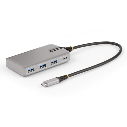StarTech.com 4-Port USB-C Hub with USB-C DP Alt Mode Video Output 4K 60Hz - 3x USB-A, 1x USB Type-C, 100W Power Delivery Pass-Through, USB 3.2 10Gbps, 1ft/30cm Cable, Portable USB Hub (HB31C3A1CDPPD3) - Image 1