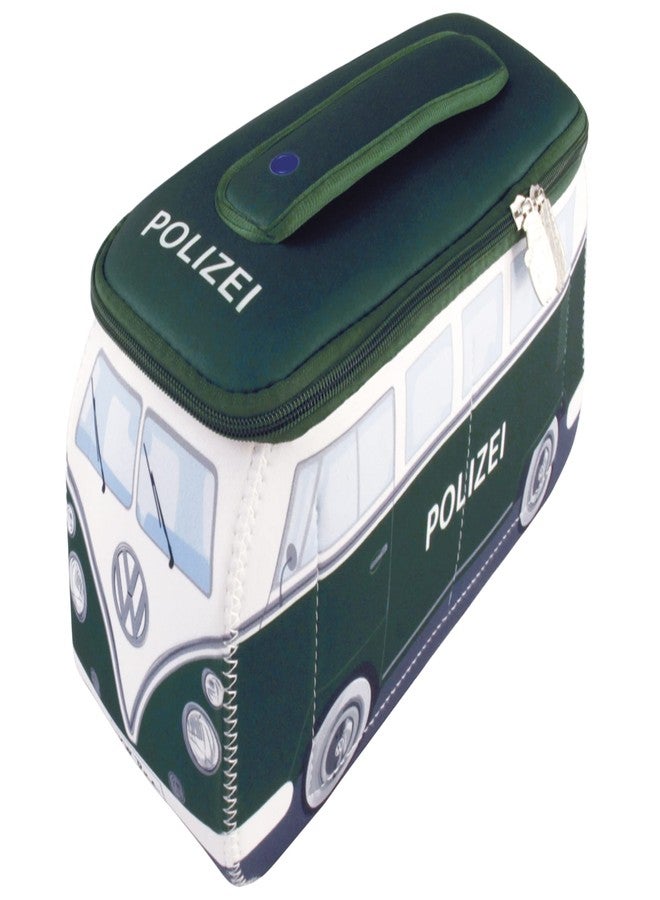 BRISA VW Collection - Volkswagen Neoprene Universal Makeup Cosmetics Toiletry Travel Pharmacy Bag in T1 Bus Design (Police/Green) (Large (11.8 x 5.5 x 4.7 inches)) - Image 1