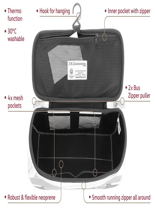 BRISA VW Collection - Volkswagen Neoprene Universal Makeup Cosmetics Toiletry Travel Pharmacy Bag in T1 Bus Design (Police/Green) (Large (11.8 x 5.5 x 4.7 inches)) - Image 2