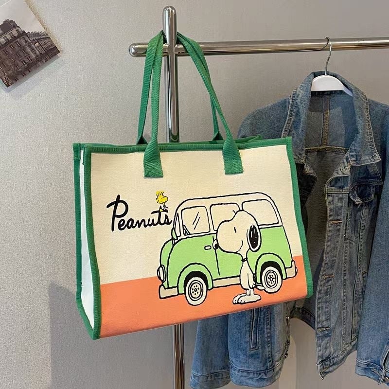 Canvas Bag Large Capacity Durable Canvas Material Cartoon Pattern Tote - Trendy Summer Design Casual Bag for Daily Commute, Casual Outings and All Ages - Image 5