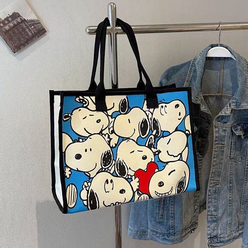 Canvas Bag Large Capacity Durable Canvas Material Cartoon Pattern Tote - Trendy Summer Design Casual Bag for Daily Commute, Casual Outings and All Ages - Image 4