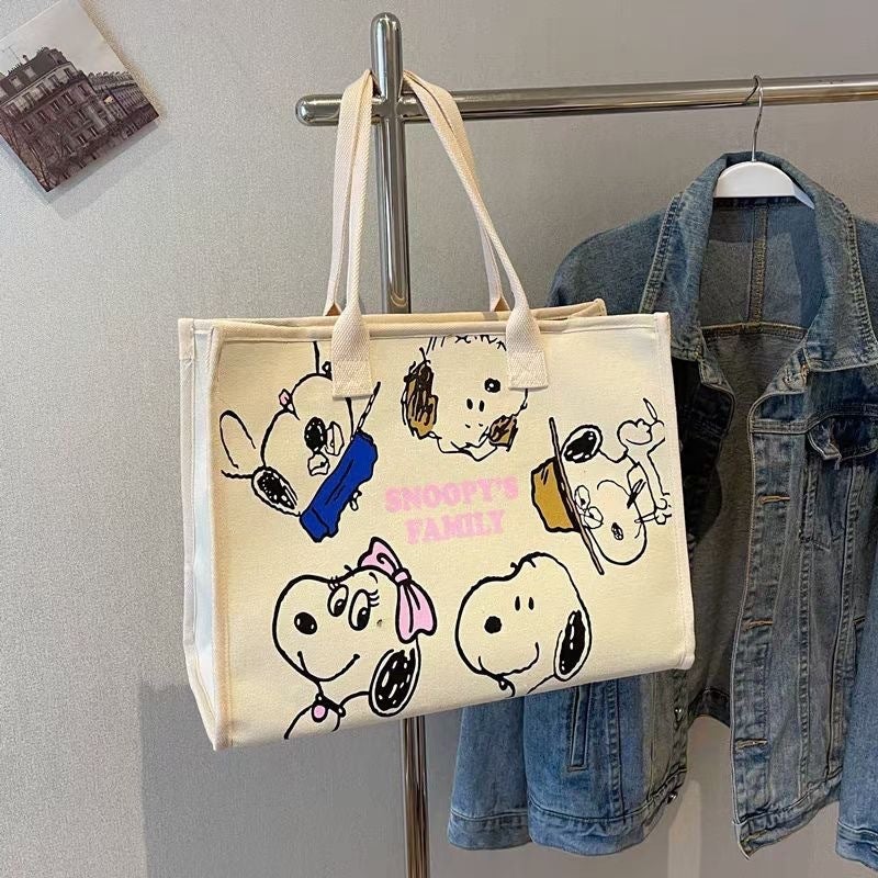 Canvas Bag Large Capacity Durable Canvas Material Cartoon Pattern Tote - Trendy Summer Design Casual Bag for Daily Commute, Casual Outings and All Ages - Image 2