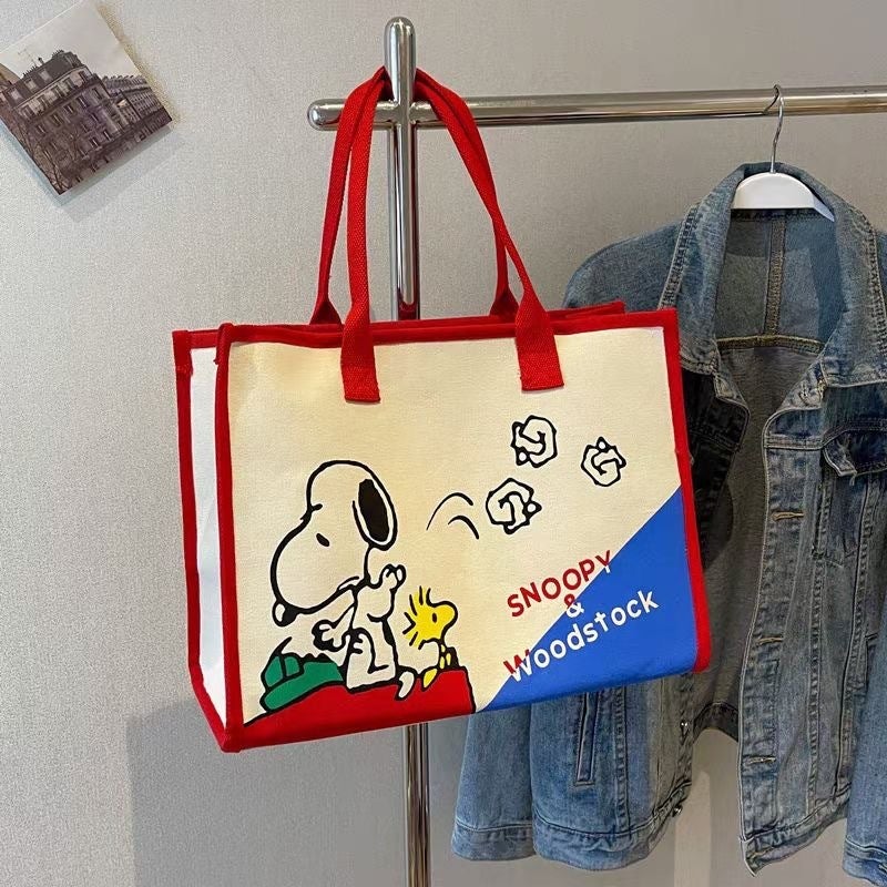 Canvas Bag Large Capacity Durable Canvas Material Cartoon Pattern Tote - Trendy Summer Design Casual Bag for Daily Commute, Casual Outings and All Ages - Image 3