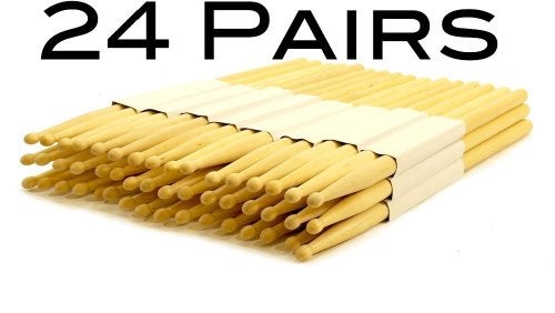 EDMBG Lot of 24 PAIRS - 2A WOOD TIP NATURAL MAPLE DRUMSTICKS - PRO 48 DRUM STICKS NEW - Image 2