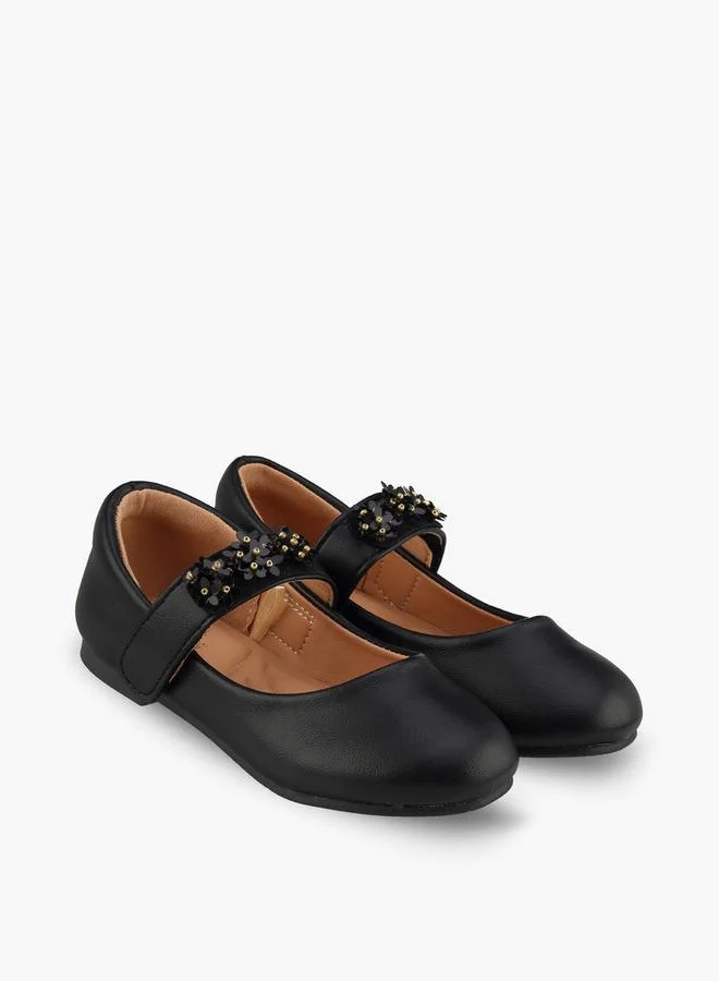 Juniors Girls Floral Applique Mary Jane Shoes