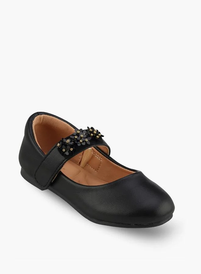 Juniors Girls Floral Applique Mary Jane Shoes