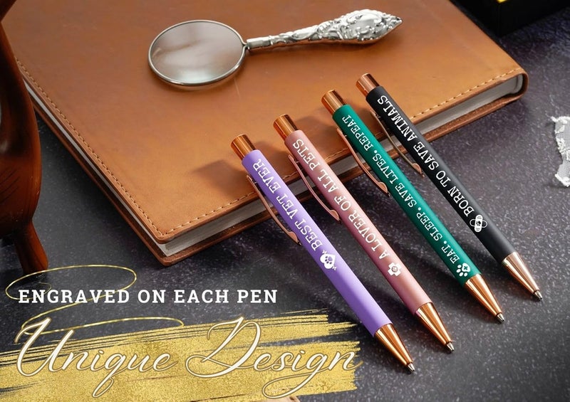 InnoBeta Vet Gifts Vet Tech Appreciation Gifts for Veterinary Technologists Ballpoint Pen Set of 4 Great for Birthday Christmas Thanksgiving Day - Image 2