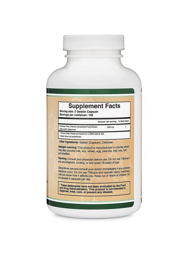 Double Wood Supplements Tribulus Terrestris for Men (Purest 95% Saponin Content) 210 Capsules, 1,000mg Concentrated Fruit Extract (Third Party Tested, Vegan Safe, Non-GMO) for Stamina and Energy by Double Wood - Image 2