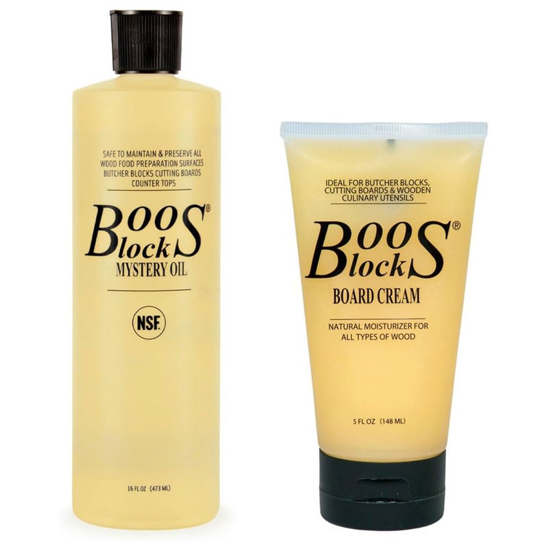 John Boos 16Oz Mystery Oil & 5Oz Board Cream Care Kit for Butcher Blocks & Cutting Boards - Image 1