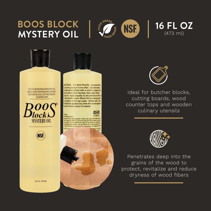 John Boos 16Oz Mystery Oil & 5Oz Board Cream Care Kit for Butcher Blocks & Cutting Boards - Image 2
