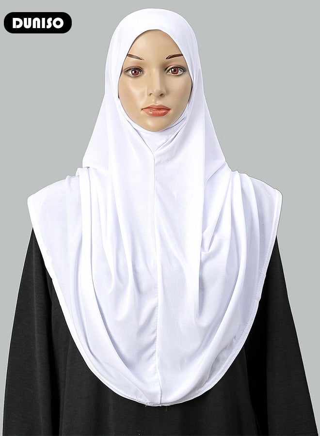 DUNISO Women's Hijab, Muslim Shawl Head Scarf,Premium Breathable Crystal Hemp Hijab, Pure Color Half-body Cover Hijab,Girls and Women Ideal Soft Lightweight Headscarf - Image 4