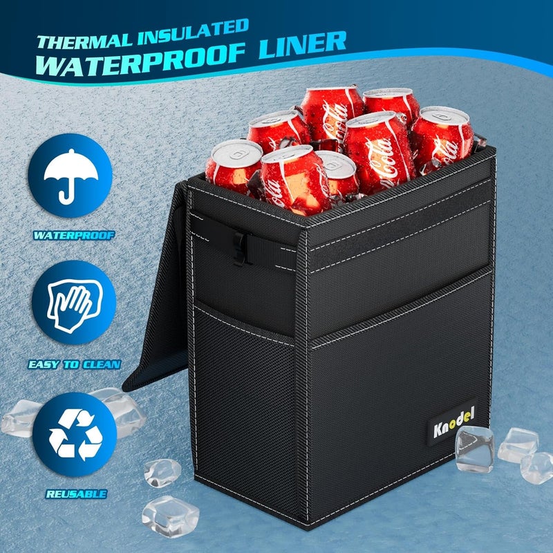 Car Trash Can with Lid, Car Garbage, Bin and Bag (Large, Black) | Waterproof Car Garbage Can with Liner, Hanging Trash Bag for Car, Suv, Van, Truck, Car Bin - Image 4