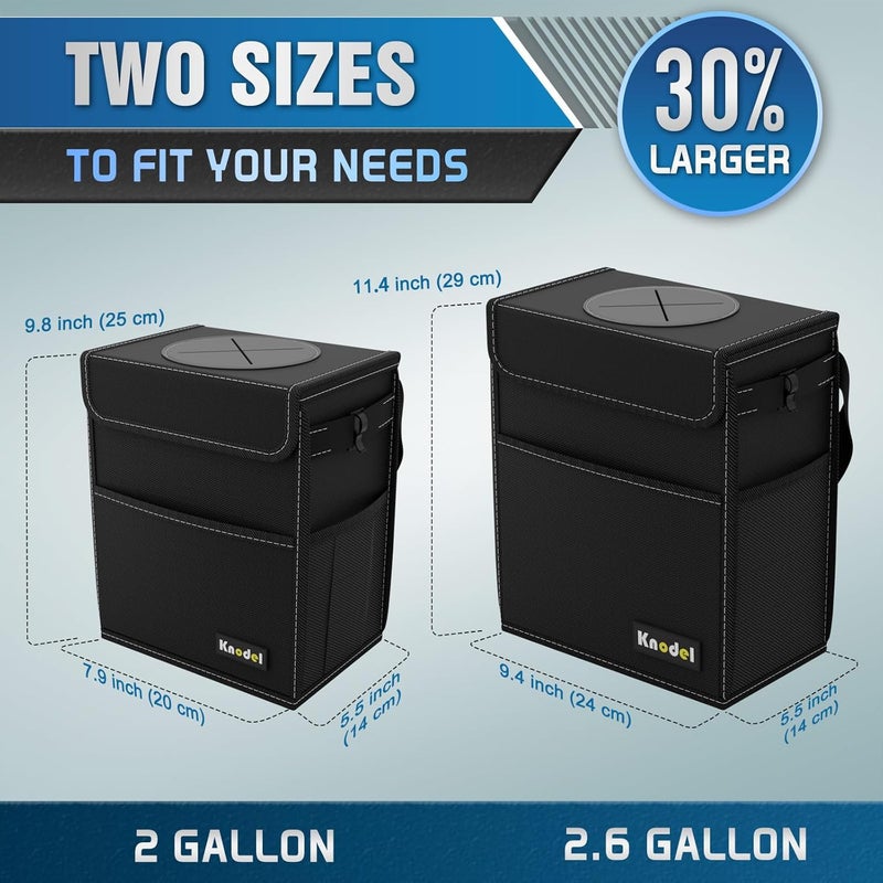 Car Trash Can with Lid, Car Garbage, Bin and Bag (Large, Black) | Waterproof Car Garbage Can with Liner, Hanging Trash Bag for Car, Suv, Van, Truck, Car Bin - Image 2