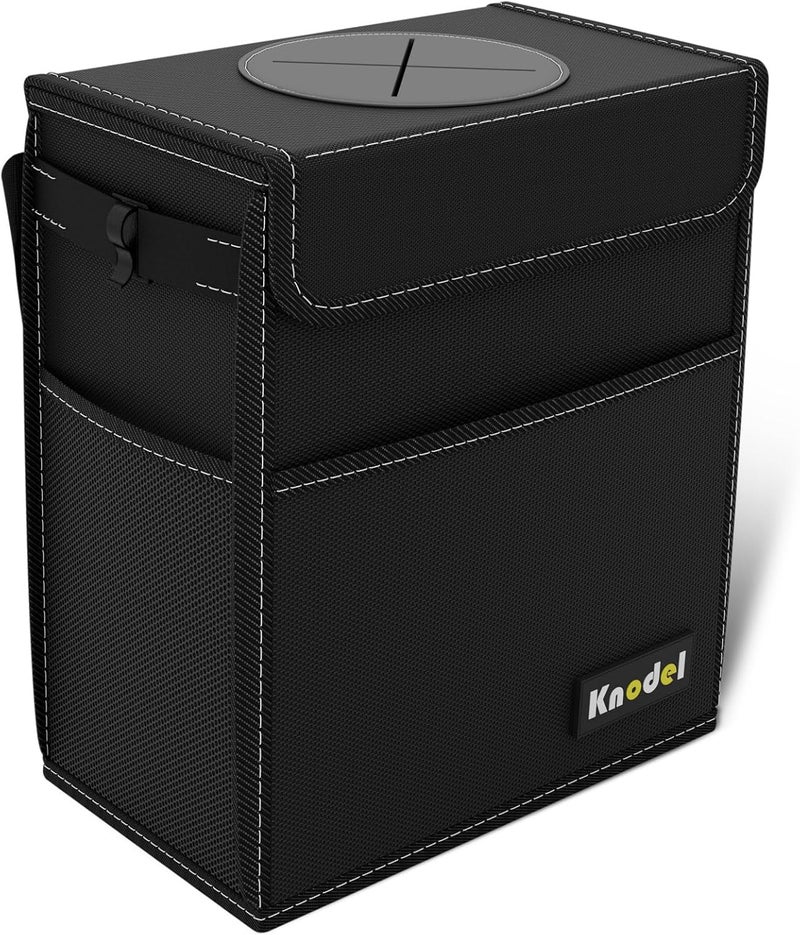 Car Trash Can with Lid, Car Garbage, Bin and Bag (Large, Black) | Waterproof Car Garbage Can with Liner, Hanging Trash Bag for Car, Suv, Van, Truck, Car Bin - Image 1