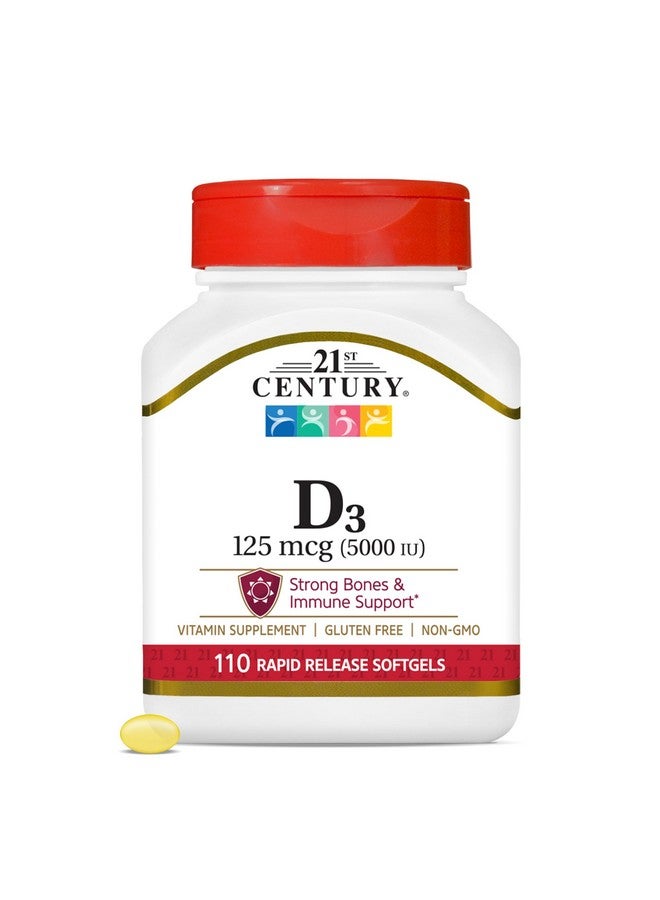 21st Century Healthcare Vitamin D3 125 mcg (5,000 IU) Rapid Release Softgels, 110 Count - Image 1