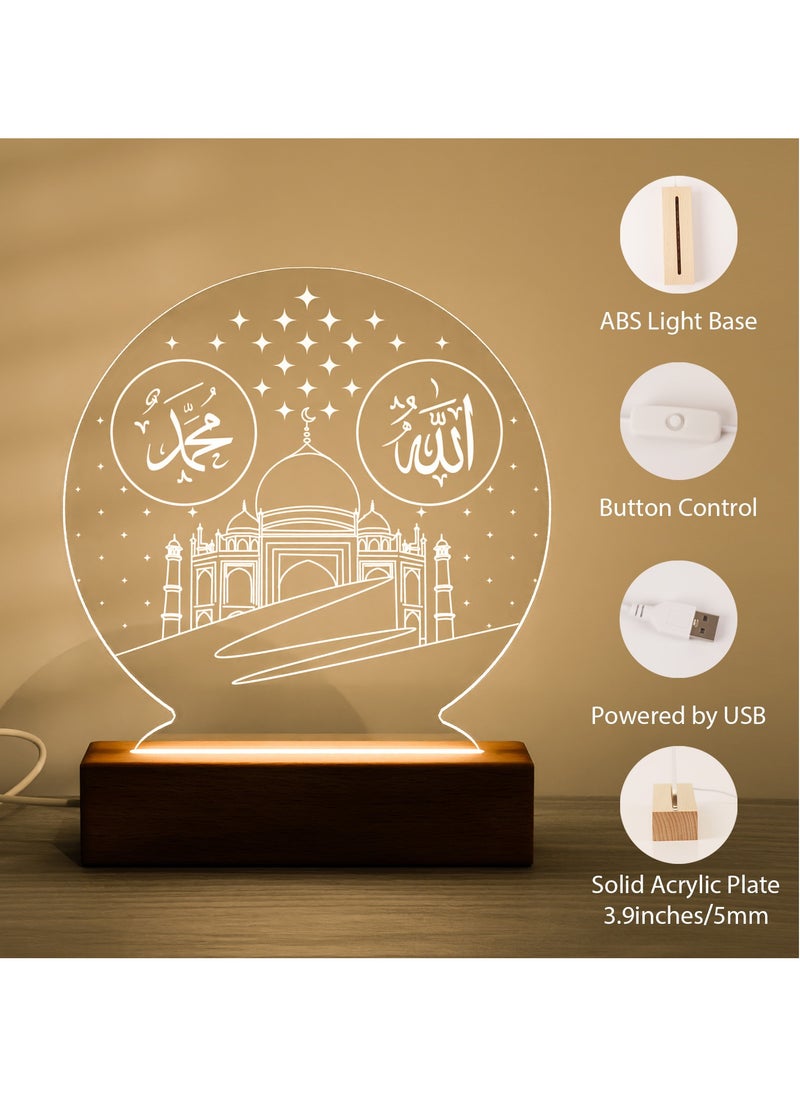 GALADUNE LED Acrylic Night Light with Mosque Calligraphy Pattern, Suitable for Ramadan and Islamic Celebrations, Home Decor, Cafe Decoration, Night Lighting  - Image 3