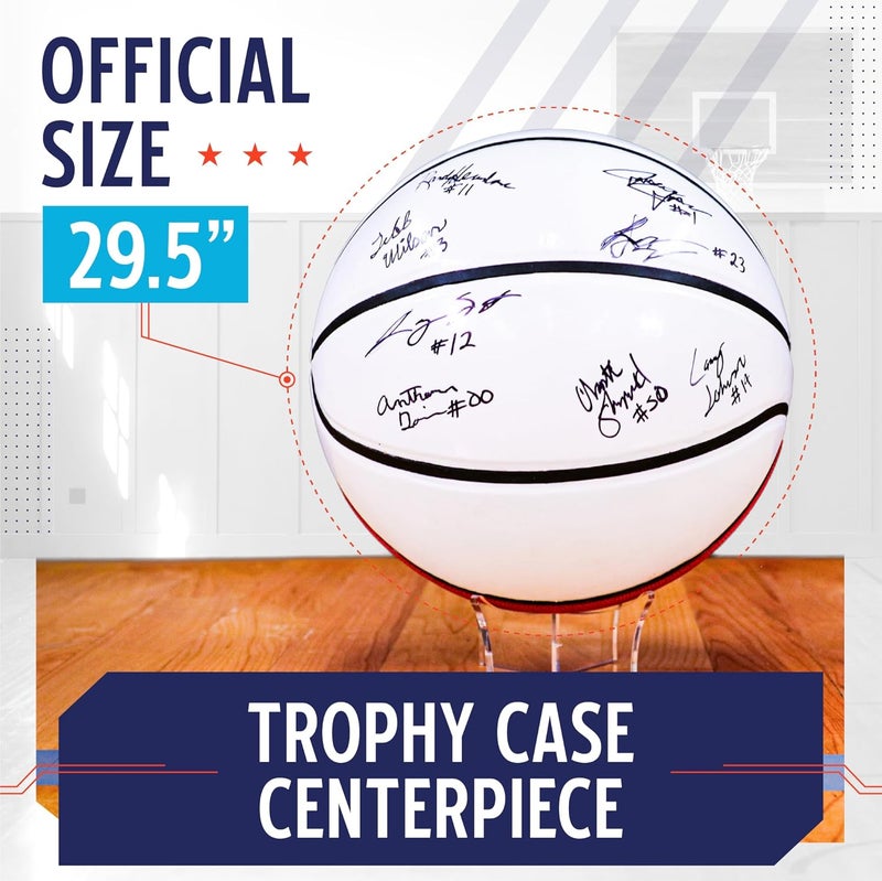 Murray Sporting Goods Autograph Basketball with Stand - Four Panel Signature Ready Display Memorabilia Autographic Basketball Regulation Size 29.5 inches - Image 3